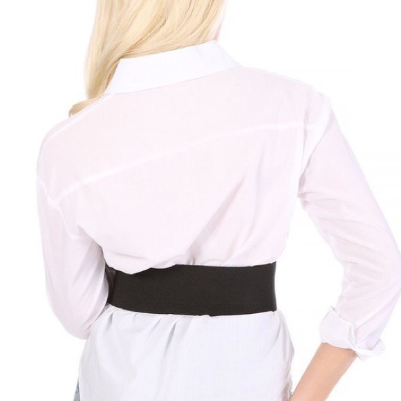 Black Leather Gold Studded Corset Statement Belt - Picture 3 of 3